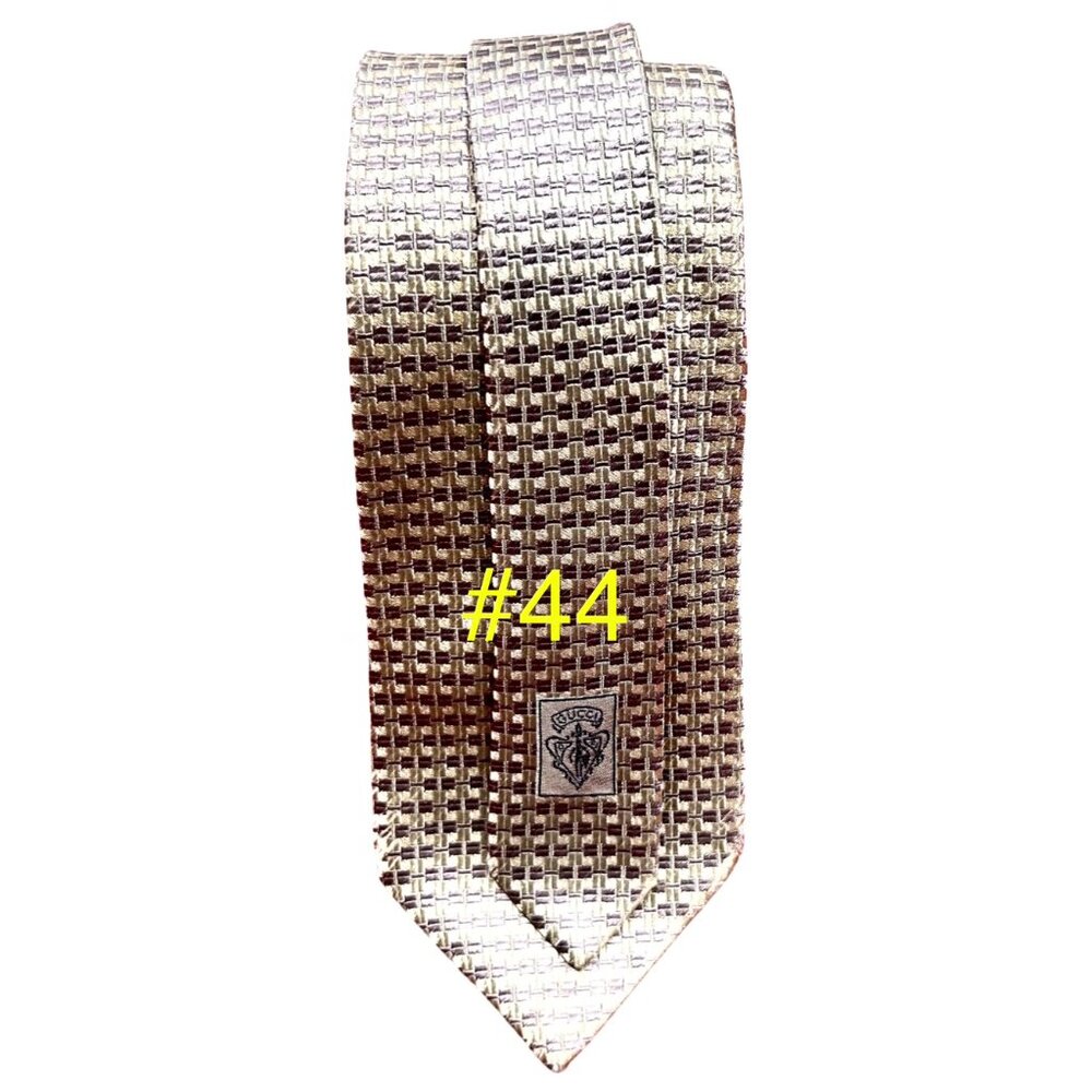 (4) GUCCI 100% SILK MEN'S Neck Ties Blue Stripted Silver Green Gold (Select 1) - Picture 7 of 16